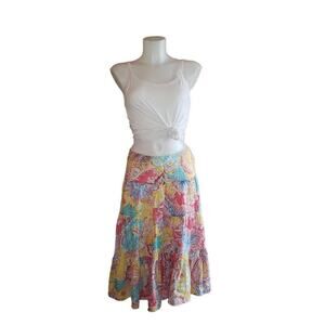 Lauren Ralph Lauren Women's Multicolor Tiered Midi Skirt Size PS Bohemian Floral